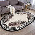 Light Beige Tan Black Greek Key Pattern Bordered Large Rugs for Living Room Bedroom Dining Room Machine Washable Non Skid Soft Area Rug 12x15 Nursery Dorm Guestroom Minimalist Oval Floor Mats Carpet