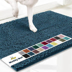Muddy Mat® Original Dog Door Mat for Muddy Paws, Super Absorbent Microfiber, Non-Slip Washable Pet Rug, Quick Dry Chenille Entryway Carpet, Machine Washable Indoor Outdoor mat, Atlantic Blue 24"x72"