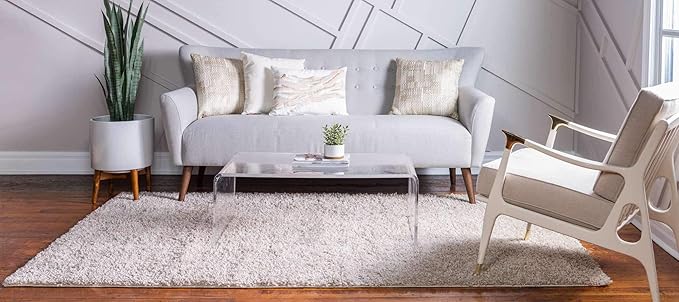 Unique Loom Davos Shag Collection Area Rug - Solid (2' 2" x 3' 1" Rectangle, Linen)