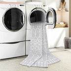 Lahome Moroccan Runners for Hallways 2x6 Washable Non-Slip Carpet Runner Throw Ultra-Thin Kitchen Bedroom Rugs Grey Distressed Print Rug Entrance Bathroom Laundry Room Living Grey/White 2' x 6'