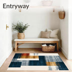 Flatwoven High Traffic Area Rug 4x6, Eclectic Funky Ink Wash Design Abstract Area in Multi Tone, Non Slip, Stain Resistant, Washable Area Rugs for Living Room, Bedroom (Blue, 4x6)