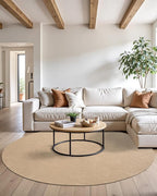 DEXI Round Jute Rug Natural Fiber 5x5, Braided Woven Area Rugs No Shed, Soft Neutral Rustic Carpet Mat for Indoor Outdoor Patio Dining Living Room Bedroom Farmhouse, 5ft, Beige