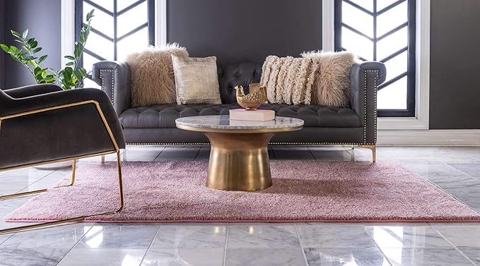 Unique Loom Solo Collection Area Rug - Calabasas (7' 10" x 10' Rectangle, Pink)