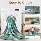 5x7 Floral Rugs, Modern Washable Flower Pattern Area Rug for Bedroom, Soft Large Non-Slip Door Mat Carpet for Living Room Office Dining Room - Teal Flower