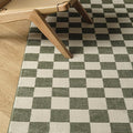 Revival Rugs Gambit 2'7"x9' Checkered Rug Machine Washable Runner Rug for Hallway Entryway - 100% Recycled Oeko-TEX Certified, Medium Pile, Green, Beige