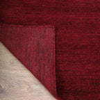 Hand Knotted Loom Wool ECO-Friendly Area Rugs - 2'6"x8', Runner, Dark Red Color, Solid Plain Design, High Pile Handmade Anti Skid Area Rugs for Living Room, Bed Room (L00111)