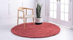 Unique Loom Davos Shag Collection Area Rug - Solid (3' 3" Round, Poppy)