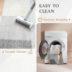 HOMFINE Washable Modern Area Rug - Geometric Style 4x6 Rugs for Living Room, Bedroom, Machine Washable Rug Soft Non Slip Non Shedding Area Rug - Grey Brown, 4'x6'