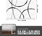 YIHOUSE 6'x9' Black and White Rug- Washable Area Rug for Living Room Bedroom, Large Modern Non-Slip Ultra-Thin Rug Home Decor,Curve,6x9ft