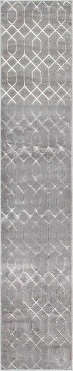 Unique Loom Marilyn Monroe Glam Collection Area Rug - Trellis (2' x 10' Runner, Gray Silver/ Silver)