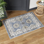 Dripex Vintage Collection Washable Area Rug - 2x3 Door Mat Small Entryway Rug Distressed Non-Slip Low-Pile Floor Carpet for Indoor Front Entrance Kitchen Bathroom Living Room Bedroom
