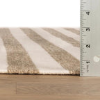 Home Conservatory Ladder Stripe Natural/Ivory Handwoven Wool 6 X 9 Feet, Ivory/Multicolored Stripe Pattern