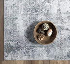 GLN Rugs Contemporary Collection - Machine Washable Area Rug, Contemporary Washable, Non Slip, Low Pile Chenille Rug, Living Room, Bedroom, Kitchen Rug (5' x 7' Grey/Green)