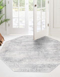 Unique Loom Finsbury Collection Area Rug - Sarah (5' 3" Octagon, Gray/ Ivory)