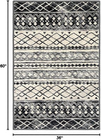 KUTA Boho Moroccan 3x5 Rugs for Entryway, Black Non-Slip Washable Low-Pile Living Room Area Rug, Ultra Soft Distressed Geometric Print Throw Carpet for Entrance, Bedroom, Nursery, Dorm, Kitchen