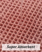 AMOAMI Upgraded Waffle Bath Mat, Super Absorbent Non Slip Bath Mats for Bathroom Floor, Machine Washable Bathroom Rugs with Tassels, Rubber Backed Bathroom Mats, Ultra Soft, 18" x 30", Coral