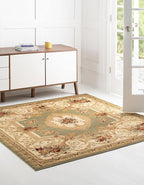 Unique Loom Versailles Collection Traditional Classic Floral Motif Area Rug (5' 0 x 5' 0 Square, Green/Ivory)