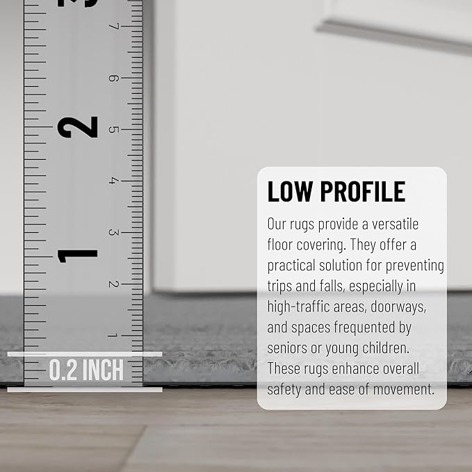 Ottomanson 2' x 52' Hallway Runner with Scraper Pile Extra Durable Non-Slip Rug Mat for Indoor & Outdoor Use - Ideal for Kitchen, Entryway, Patio & Garage - High-Traffic Carpet, Gray