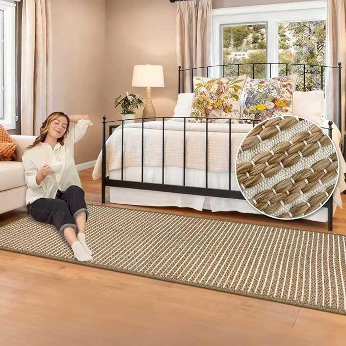 Braided Hallway Runner Rug,Super Absorbent Kitchen Mats for Floor,Non Slip Washable Kitchen Rugs,Quick Dry Boho Entryway Runner Rugs for Bathroom,Hallyways,Bedroom,24"x72",Brown