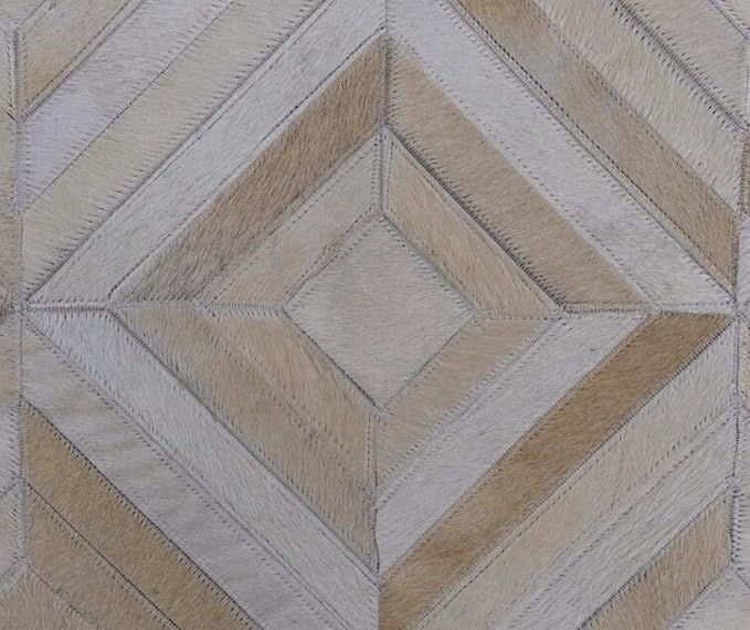 Premium Diamond Patterned Leather Area Rug - 3X5 ft - White- Luxury Non Slip Floor Accent for Dining Room, Living Room, Entryway, Elegant Collection Indoor Carpet