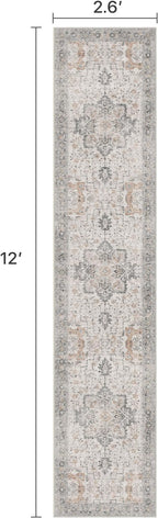 Runner Rug 2'6''x12, Non Slip Vintage Hallway Runner Rugs, Low Pile Lightweight Machine Washable Mat for Hallway, Entryway, Bedroom, Kitchen and Corridor, Light Taupe Brown