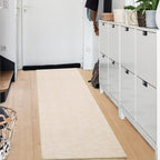 RUGSREAL Machine Washable Runner Rug 2x8 Long Entryway Throw Mat Contemporary Soild Kitchen Runner Rug Low-Pile Modern Carpet for Hallway Laundry Bedroom Living Room, 2'3" x 8' Ivory Beige