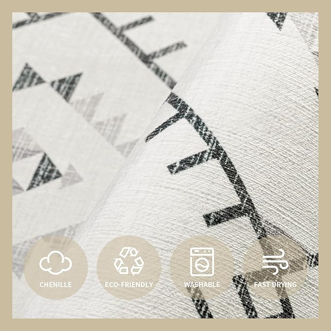 ILANGO Area Rug 9'x12' for Living Room Bedroom Washable Moroccan Boho Rugs for High Traffic Area Non Slip & Non-Shedding Rugs Fade Resistant Carpet for Kitchen Office (White)
