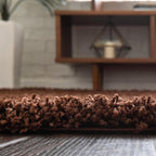 Unique Loom Solid Shag Collection Area Rug (8' x 10' Oval, Chocolate Brown)