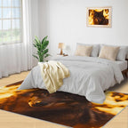 Wolf Rugs for Bedroom - 5x8 Area Rug - Timber Wolf Rugs for Living Room, Sunset Landscape Rug, Non-Slip Washable Home Decor Carpet