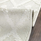 Antep Rugs Palafito 2x10 Geometric Shag Diamond High-Low Pile Textured Indoor Runner Rug (White, 2' x 10')