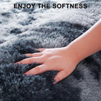 Beglad Shag Rugs for Living Room, Area Rugs 5x7 Feet Upgrade Anti-Skid Modern Minimalist Style Memory Foam Rugs for Bedroom, Indoor Carpet Suitable for Boys Room Decor, Tie-Dyed Dark Blue