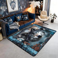 Western Wolf 3 x 5 Area Rug Bohemian Dream Catchers Rugs for Living Room | Woodland Animals Washable Rug, Dreamcatcher Wildlife Carpet Indoor Floor Mat