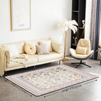 Boho 5x7 Area Rug Vintage Floral Living Room Rug | Art Deco Abstract Rugs for Bedroom, Retro Tribal Aesthetic Oriental Carpet Indoor Floor Mat