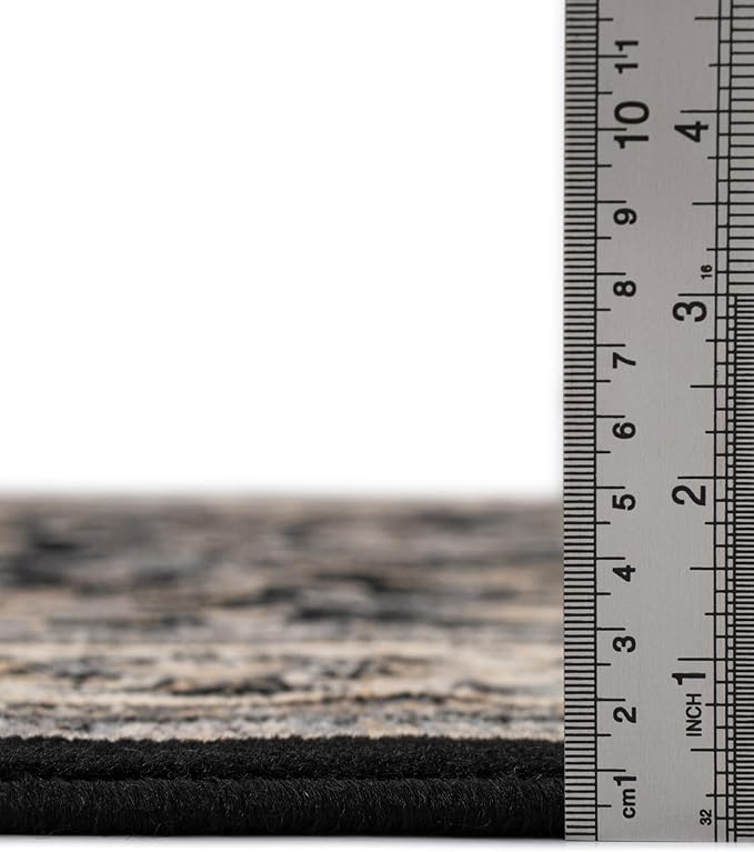 Unique Loom Sialk Hill Collection Area Rug - Washington (3' 3" Round Black/Gray)