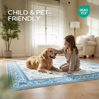 SOULFUL Medium Pile 2x3 Entryway Rug - Soft Underfoot Small Area Rug - Blue Boho Floral - Washable Non-Slip - Perfect for Hallway Kitchen Bedroom Bathroom Indoor Entrance