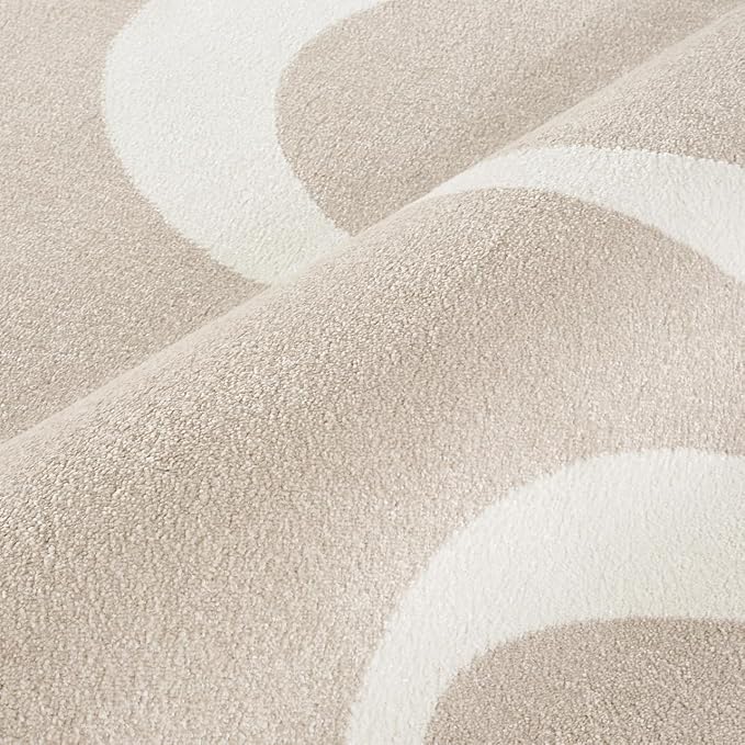 Abani Deco Collection Area Rug - Beige Modern Abstract Ribbon Design - 6' x 9' - for Living Room, Bedroom & Office