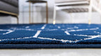 Unique Loom Marilyn Monroe Glam Collection Area Rug - Trellis (2' x 6' Runner, Navy Blue Silver/ Silver)