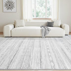8x10 Area Rugs for Living Room Machine Washable Rug Distressed Indoor Carpet Neutral Moroccan Boho Rug Ultra Soft Area Rug for Bedroom Dining Room Playroom Office, Grey