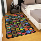 Books Area Rug 3x5 Rainbow Bookshelf Rugs for Living Room | Watercolor Book Shelf Washable Rug, Bookcase Bookrack Carpet Indoor Floor Mat