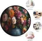 Round Washable Area Rug Non-Slip, Soft & Cozy Beautiful Flower Design Indoor/Outdoor Floor Decor for Living Room, Bedroom, Entryway