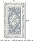 SOULFUL Medium Pile 3x5 Area Rug - Soft Foot Feel Small Entryway Rug - Greige Boho Floral - Washable Non-Slip - Perfect for Living Room Bedroom Foot Kids Room Reading Nook