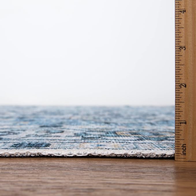 Bloom Rugs Washable Non-Slip 2x3 Rug - Blue Traditional Oriental Area Rug for Living Room, Bedroom, Dining Room, and Kitchen - Exact Size: 2' x 3'