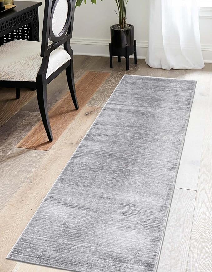 Unique Loom Finsbury Collection Area Rug - Kate (2' 7" x 12' Runner, Gray/ Ivory)