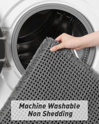 Upgraded Waffle Runner Rug Super Absorbent Non Slip Bath Mats for Bathroom Machine Washable Bathroom Runner Rug with Tassels, Ideal for Hallway Bedroom Laundry Room, Dark Grey, 2' x 5'(24" x 60")