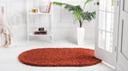 Unique Loom Solid Shag Collection Area Rug (7' 10" x 10' Oval, Terracotta)