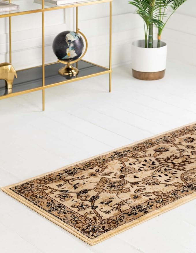 Unique Loom Sialk Hill Collection Area Rug - Washington (2' 11" x 19' 8" Runner Ivory/Black)