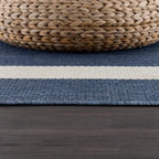 CAMILSON Outdoor Rug 8x10, Modern Outside Rugs for Patios Porches Waterproof Durable Washable Non-Shedding, Easy-to-Clean Indoor Outdoor Area Carpet (8 x 10, Bordered - Blue/White)