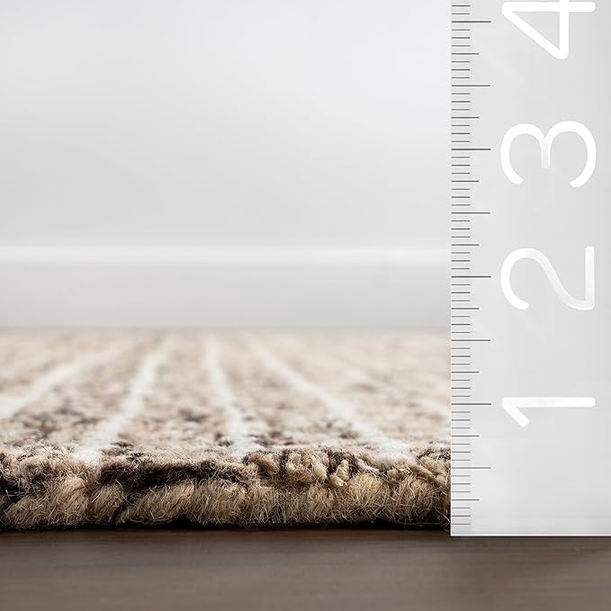 Rugs USA Melrose Handmade, Brown/Ivory, 4' x 6', Wool & Cotton, Soft and Cozy, High Traffic, Stain Resistant, Easy Clean, Durable Area Rug for Bedroom, Living Room, Dining Space, Den, Foyer, Entryway