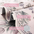 Wonnitar Floral 3x5 Washable Rug, Ultra-Thin Pink Small Rugs for Bedroom, Soft Ultra-Thin Non Slip Entryway Indoor Decor Carpet for Bedside Decor Office Girls Room Dorm, Pale Pink