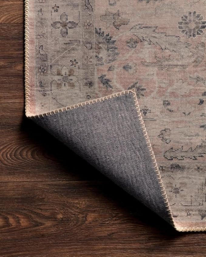 Loloi Hathaway Collection HTH-06 Blush/Multi 3'-6" x 5'-6", .25" Thick Accent Rug, Soft, Durable, Printed, Modern, Low Pile, Non-Shedding, Easy Clean, Living Room Rug